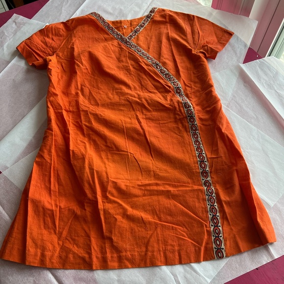 VTG skirt and tunic S/M Made in India wrap around 2 pc orange sarong coverup - Picture 6 of 16